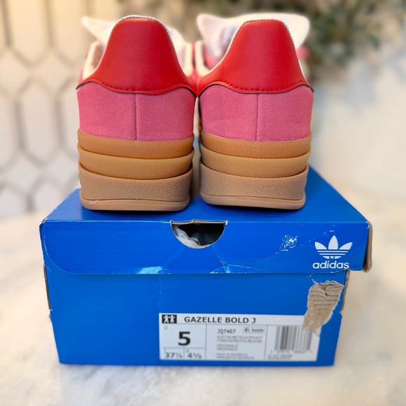 Adidas Gazelle Bold Rose Tone Better Scarlet Sneakers Size 5Y/6.5W - Picture 6 of 7